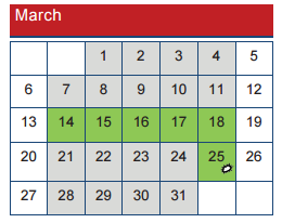 District School Academic Calendar for Lubbock Co J J A E P for March 2016