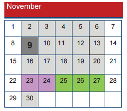 District School Academic Calendar for Wright Elementary for November 2015