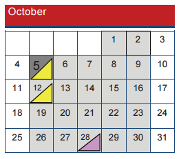 District School Academic Calendar for Dunbar Middle School for October 2015