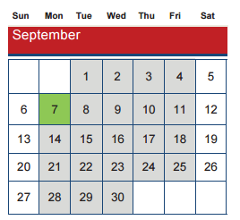 District School Academic Calendar for Williams Elementary for September 2015