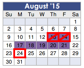 District School Academic Calendar for Magnolia Elementary for August 2015