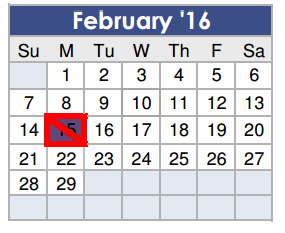 District School Academic Calendar for Magnolia Elementary for February 2016