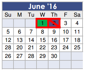 District School Academic Calendar for Magnolia Elementary for June 2016