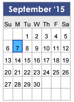 District School Academic Calendar for Tarver-rendon Elementary for September 2015