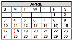 District School Academic Calendar for Alvarez Elementary for April 2016