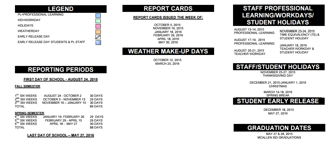 District School Academic Calendar Key for Mcauliffe Elementary
