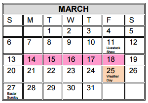 District School Academic Calendar for Alvarez Elementary for March 2016