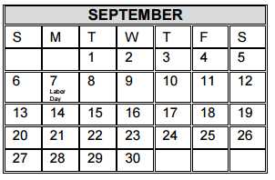 District School Academic Calendar for Lamar Academy for September 2015