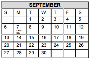 District School Academic Calendar for Garza Elementary for September 2015