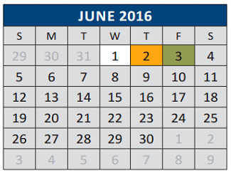 District School Academic Calendar for Jose De Jesus And Maria Luisa Vega for June 2016