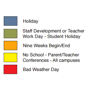 District School Academic Calendar Legend for Scott Morgan Johnson Middle School