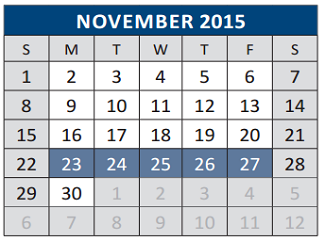 District School Academic Calendar for J J A E P for November 2015