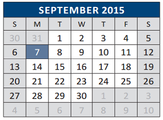 District School Academic Calendar for J J A E P for September 2015