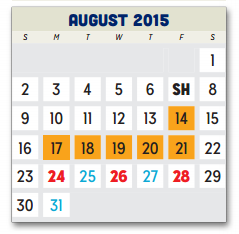 District School Academic Calendar for Mesquite High School for August 2015