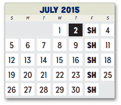 District School Academic Calendar for Hanby Elementary for July 2015