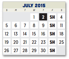 District School Academic Calendar for P A S S Learning Ctr for July 2015