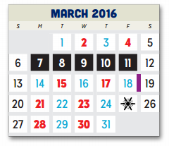 District School Academic Calendar for P A S S Learning Ctr for March 2016