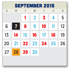 District School Academic Calendar for Mesquite Academy for September 2015