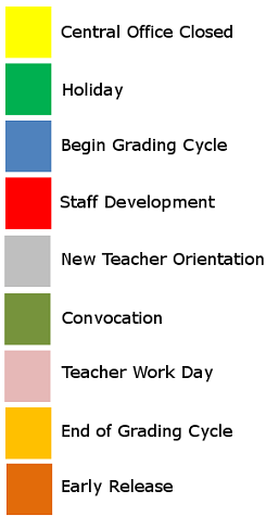 District School Academic Calendar Legend for Santa Rita Elementary