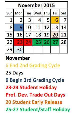 District School Academic Calendar for Henderson Elementary for November 2015