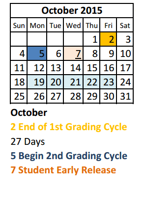 District School Academic Calendar for Midland High School for October 2015