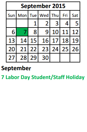 District School Academic Calendar for Pease Communications/technology Ma for September 2015
