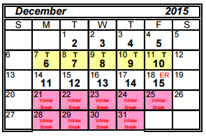 District School Academic Calendar for Alton Memorial Jr High for December 2015