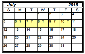 District School Academic Calendar for Alton Memorial Jr High for July 2015