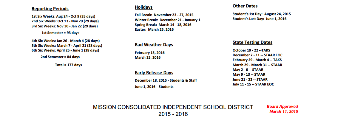 District School Academic Calendar Key for Bryan Elementary