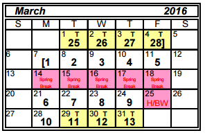 District School Academic Calendar for Carl C Waitz Elementary for March 2016