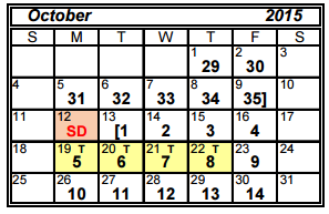 District School Academic Calendar for Alter Sch for October 2015