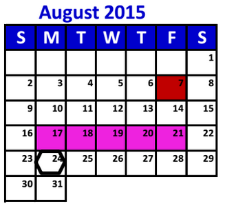 District School Academic Calendar for Valley Ranch Elementary for August 2015