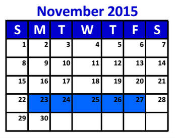 District School Academic Calendar for New Caney Sp Ed for November 2015