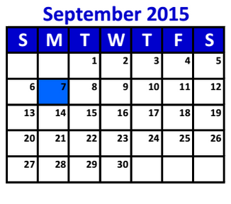 District School Academic Calendar for Bens Branch Elementary for September 2015