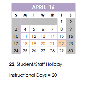 District School Academic Calendar for East Terrell Hills Elementary School for April 2016