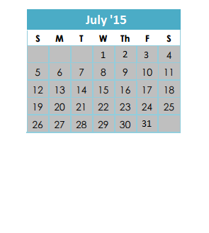 District School Academic Calendar for Wood Middle for July 2015