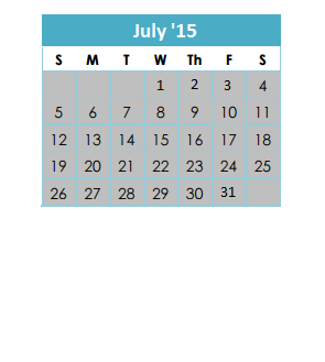 District School Academic Calendar for Academy Of Creative Ed for July 2015