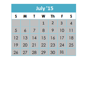 District School Academic Calendar for Oak Grove Elementary School for July 2015