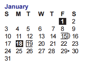 District School Academic Calendar for Lewis Elementary School for January 2016