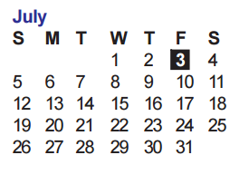 District School Academic Calendar for Warren High School for July 2015