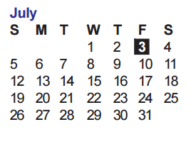District School Academic Calendar for Helotes Elementary School for July 2015