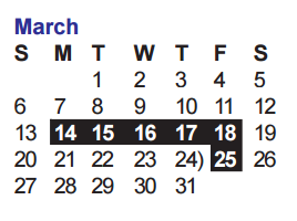 District School Academic Calendar for Glass Elementary School for March 2016