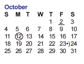 District School Academic Calendar for Beard Elementary School for October 2015