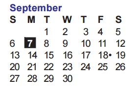 District School Academic Calendar for Habilitation Program for September 2015