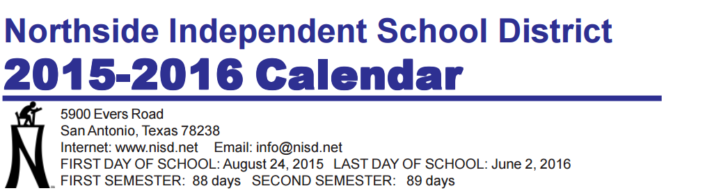 District School Academic Calendar for Helotes Elementary School