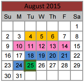 District School Academic Calendar for Denton Creek for August 2015