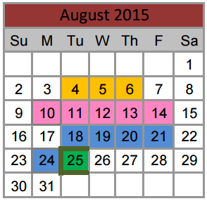 District School Academic Calendar for Chisholm Trail Middle for August 2015