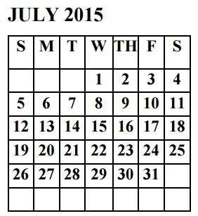 District School Academic Calendar for Liberty Middle School for July 2015