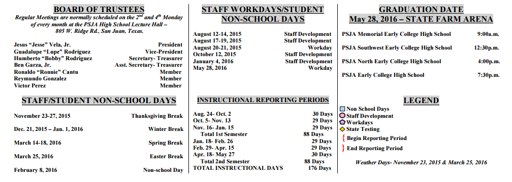District School Academic Calendar Key for Zeferino Farias Elementary