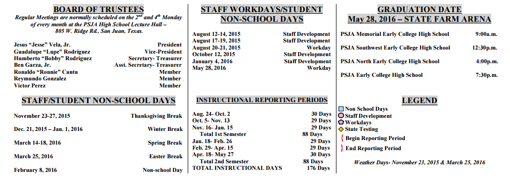 District School Academic Calendar Key for Garza Pena Elementary